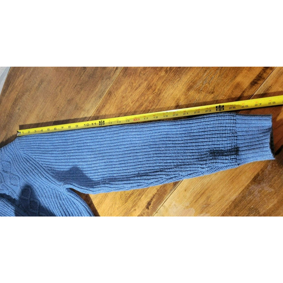 St. John's Bay Men's Large Cable Knit Long Sleeve Henley Grandpa Sweater Blue - Picture 10 of 11